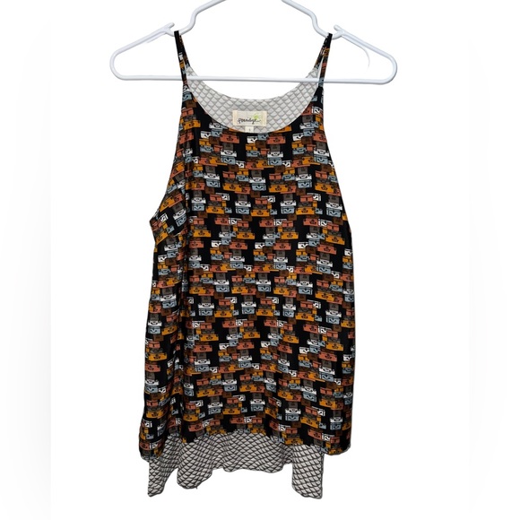 Anthropologie Tops - Porridge Anthropologie Layered Swing Split Back Suitcase Print Tank